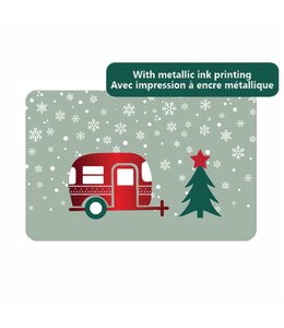 CHRISTMAS PRINTED POLYPROPLENE PLACEMATS w/FOIL DETAILS MERRY CAMPER