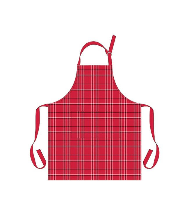 WOVEN PRINTED CHRISTMAS APRON w/METALLIC THREADS HOLIDAY PLAID