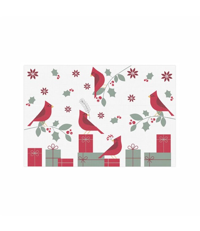 CHRISTMAS WOVEN PRINTED TEXTILENE PLACEMAT 12X18" NORTHERN CARDINAL