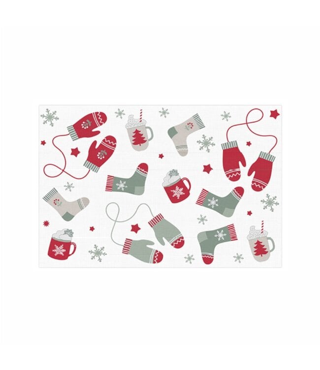 CHRISTMAS WOVEN PRINTED TEXTILENE PLACEMAT 12X18" COZY WINTER