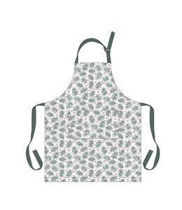 WOVEN PRINTED CHRISTMAS APRON w/METALLIC THREADS FESTIVES BRANCHES