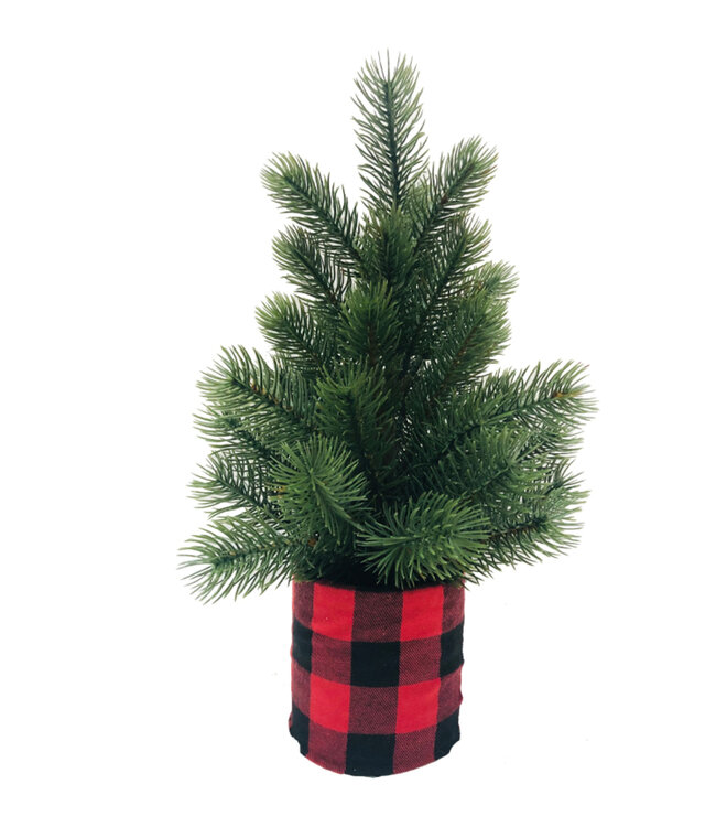 LAUREN TAYLOR CHRISTMAS PINE TREE IN PLAID BASE CUP RED/BLACK 8X16"
