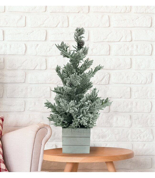 MINI CHRISTMAS TREE IN WOODEN WHITE BOX BASE 24" (MP8)