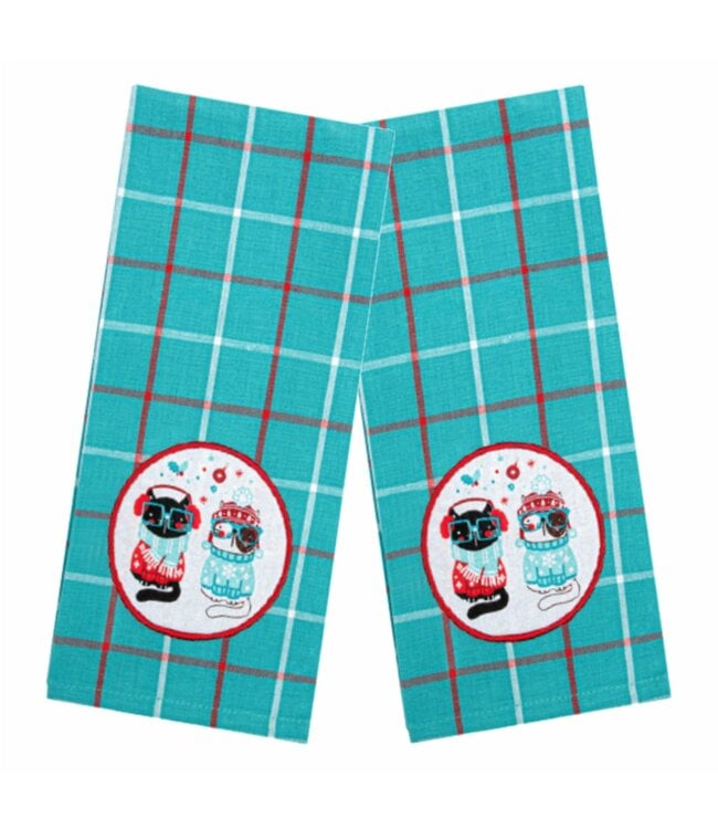 PET CHRISTMAS 2PK KITCHEN TOWEL CATS 15X25"