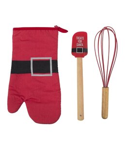 CHRISTMAS PLAID BAKING SET INCLUDES MITT SPATULA WHISK