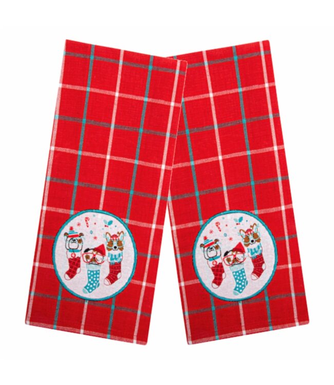 PET CHRISTMAS 2PK KITCHEN TOWEL DOGS 15X25"
