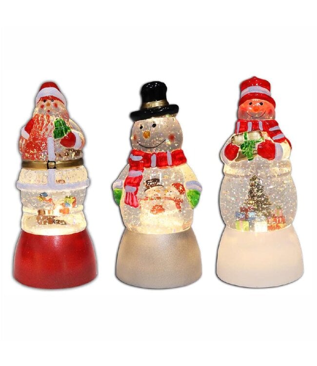 CHRISTMAS FIGURINE SNOWGLOBE AST 4X4X9"