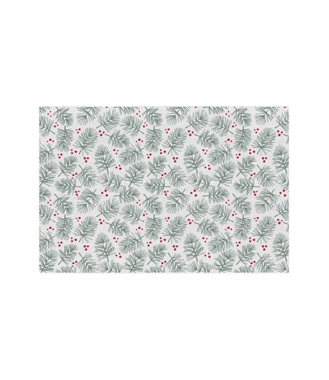 CHRISTMAS WOVEN PRINTED TEXTILENE PLACEMAT 12X18" FESTIVE BRANCHES
