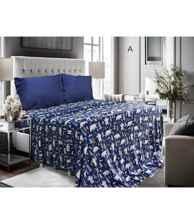 WINTER WONDERLAND MICRO FLEECE SHEET SET AST PRINTS