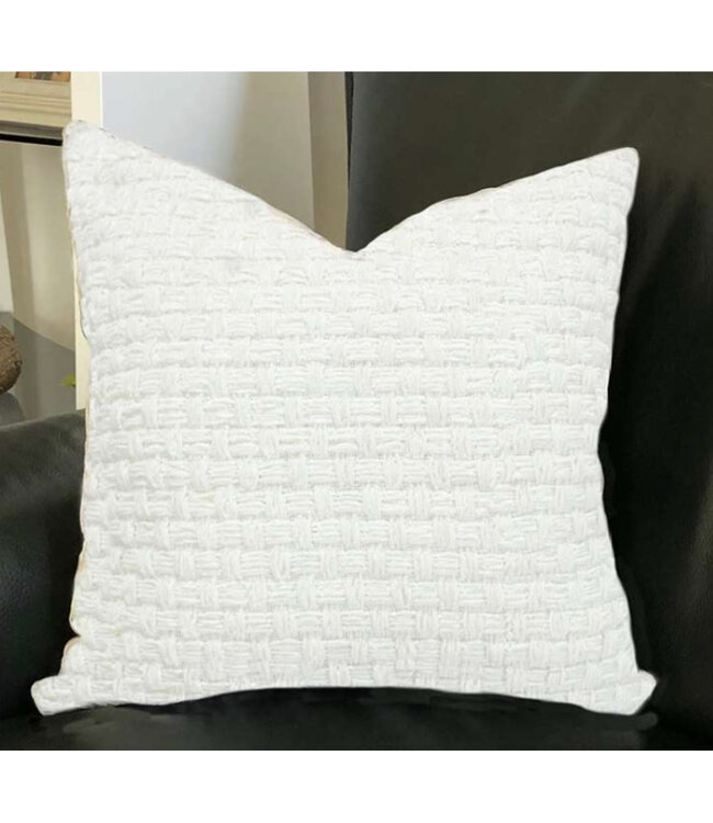 NALA WAFFLE CHENILLE CUSHION WHITE 20X20"