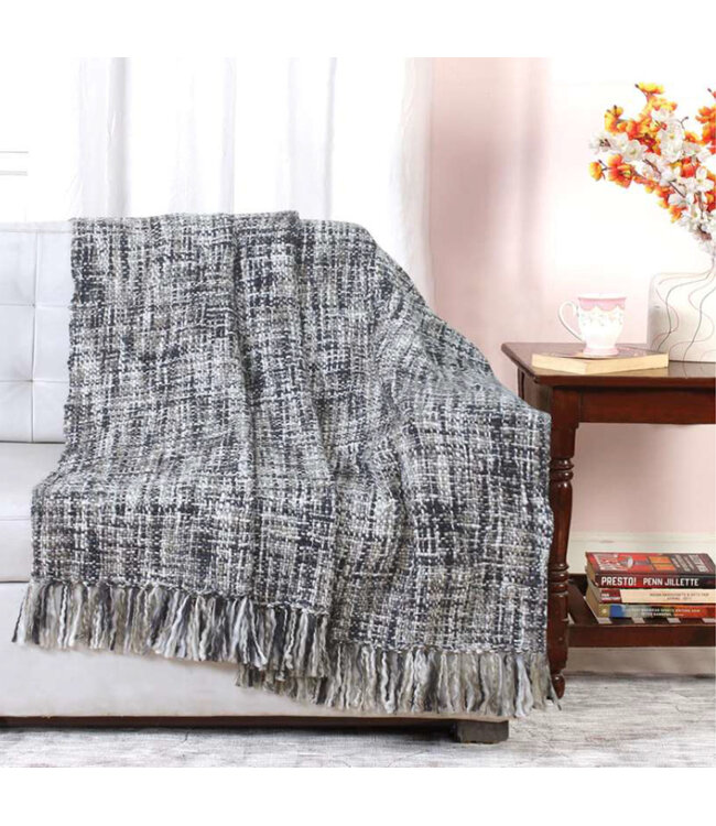 DURAN OMBRE CHENILLE THROW GREY/BLUE 50X60"