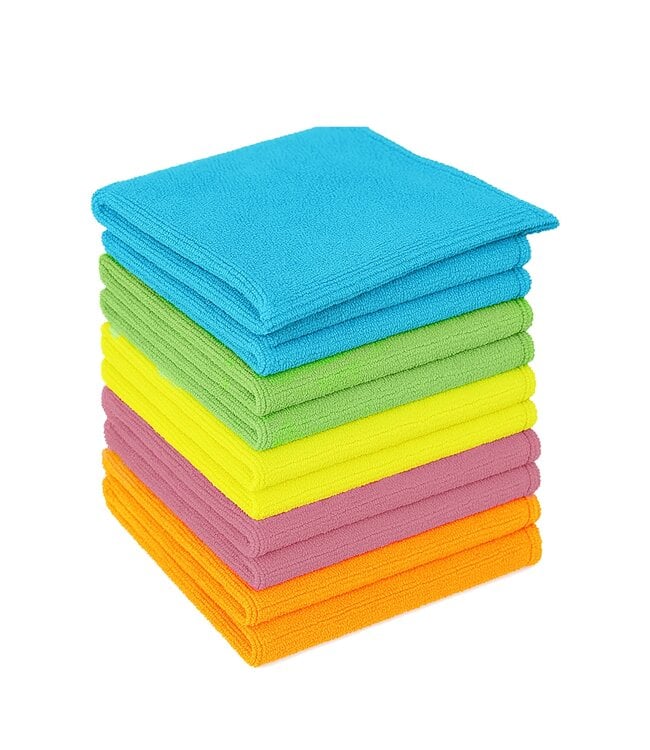 10pk MICROFIBER CLEANING CLOTH MULTI 14X14"