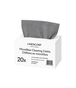 20pk DISPOSABLE MICROFIBRE CLEANING CLOTH GREY 8X8"