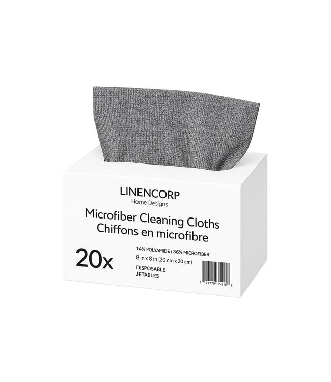 20pk DISPOSABLE MICROFIBRE CLEANING CLOTH GREY 8X8"