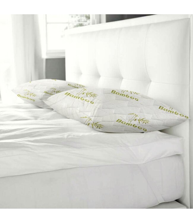 W HOME BAMBOO PILLOW PROTECTOR WHITE/GREEN (MP12)