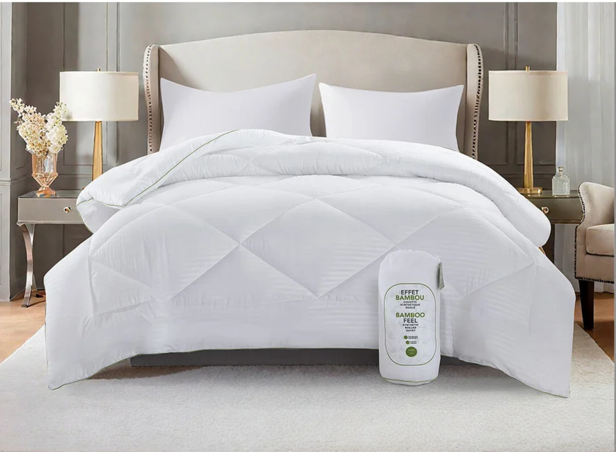 Maison Condelle Bamboo Feel Synthetic Rolled Duvet White - Sale