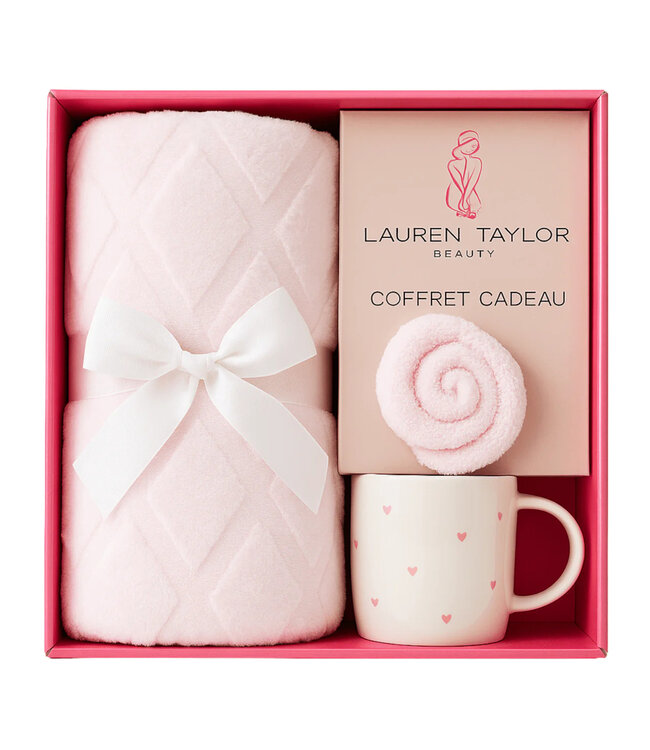 THROW-MUG-SOCKS GIFT SET PINK