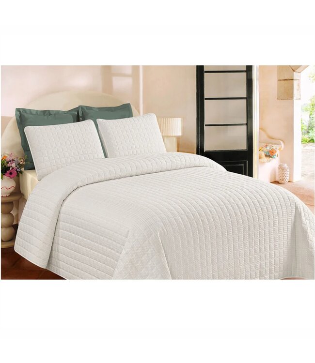 WAFFLE PANACHE 3Pc QUILT SET NATURAL