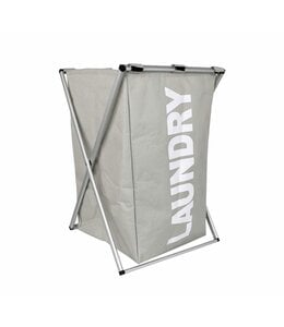 LAUNDRY BAG HAMPER LT GREY 14X15X22"