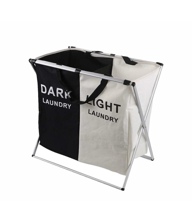 STUDIO 707 DOUBLE LAUNDRY BAG HAMPER BLACK/GREY 23X15X22"
