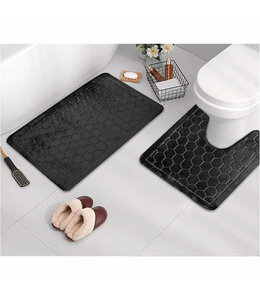 2pc MEMORY FOAM BATH MAT AST 17"x24"+20"32"