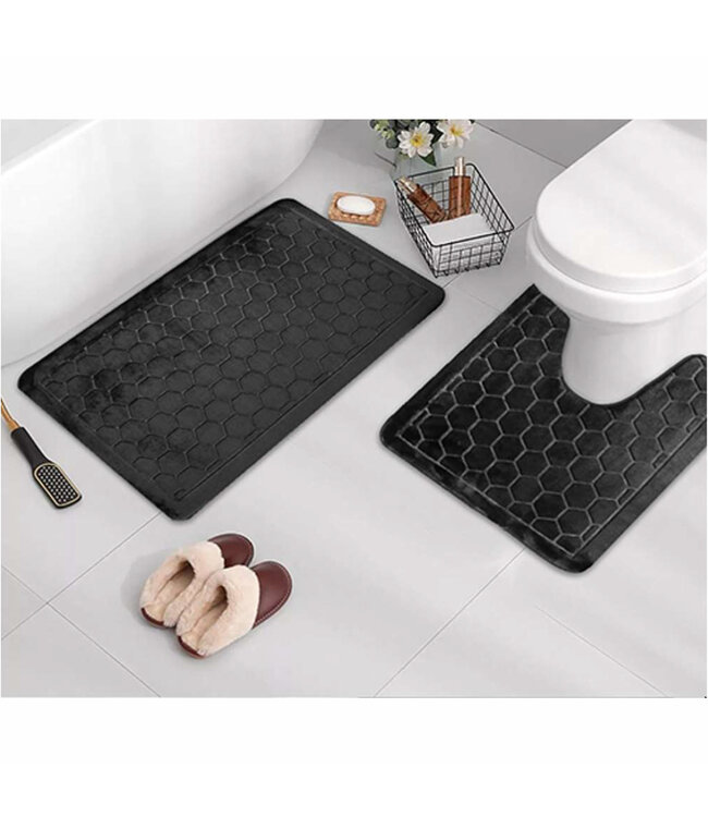 2pc MEMORY FOAM BATH MAT AST 17"x24"+20"32"