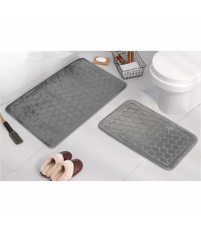 2pc MEMORY FOAM BATH MAT AST 17"x24"+20"32"