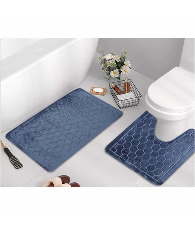 2pc MEMORY FOAM BATH MAT AST 17"x24"+20"32"