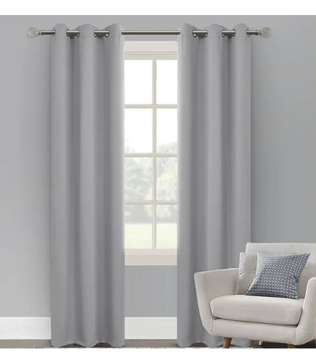 LAUREN TAYLOR 2 PK STAR LINEN BLACK OUT GROMMET WINDOW PANELS