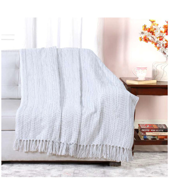 KIARA CHEVRON CHENILLE THROW SAGE 50X60"