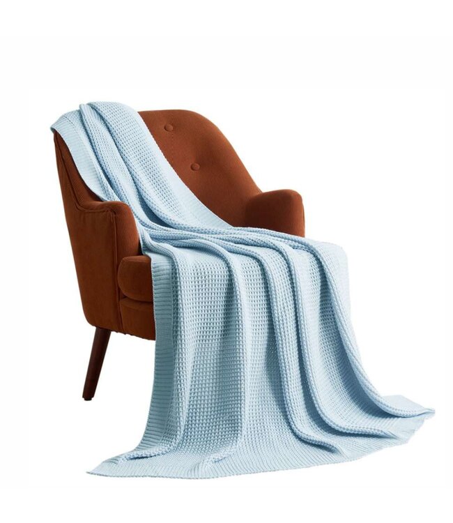 LAUREN TAYLOR THERMAL STITCH ACRYLIC KNIT THROW SLATE 50X60"