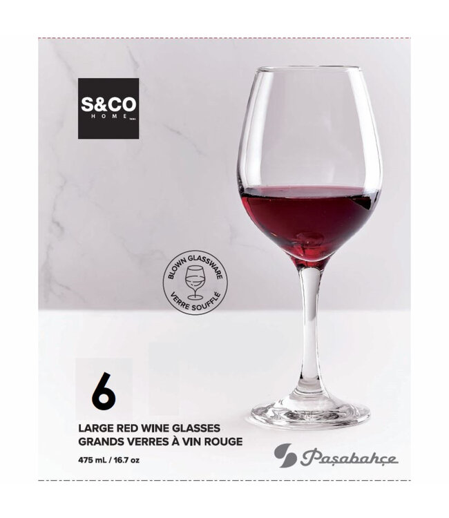6Pk AMBER LARGE RED WINE GOBLET 475ML