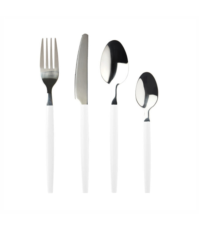 16Pc COLOUR HANDLE FLATWARE SET WHITE