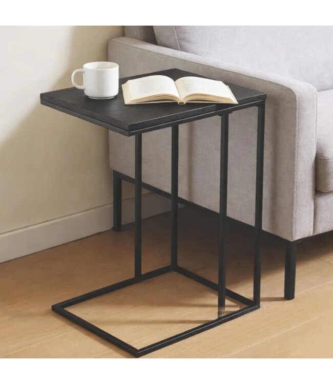 ATELIER DU NORD SIDE TABLE WITH BLACK METAL FRAME 15.5x12x23"