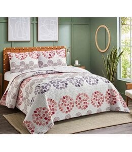 LAUREN TAYLOR ALLEGRA QUILT SET MAUVE 3pc KING