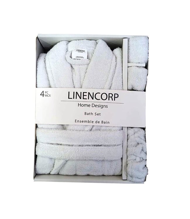 4Pc BATHROBE SET WHITE AST (S/M or L/XL)