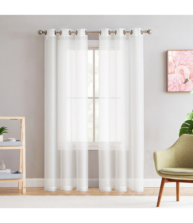LAUREN TAYLOR LILY 2pk GROMMET TOP SHEER WINDOW PANELS WHITE 52X84"