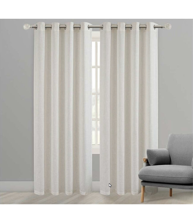 LAUREN TAYLOR FAUX LINEN 2PK WINDOW PANELS OATMEAL 52X84"