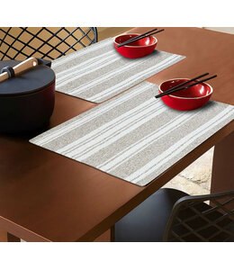 2Pk JACQUARED STRIPE PLACEMATS BEIGE 13X18"