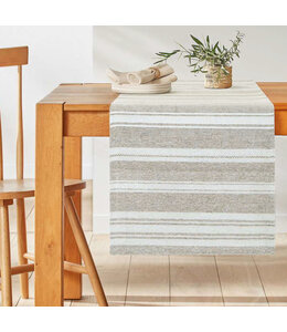 JACQUARD STRIPE TABLE RUNNER BEIGE 13X72"