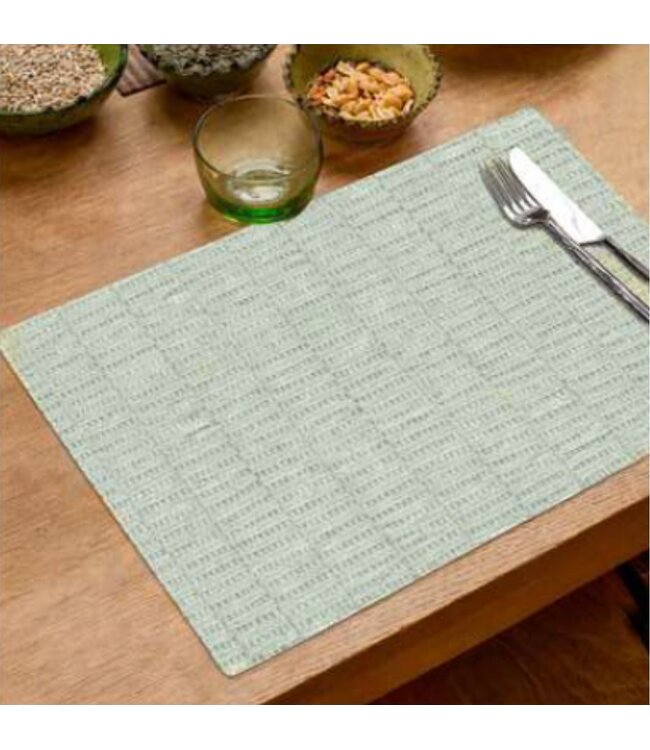 2Pk JACQUARED GEO PLACEMATS SAGE 13X18"