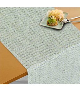 JACQUARD GEO TABLE RUNNER SAGE 13X72"