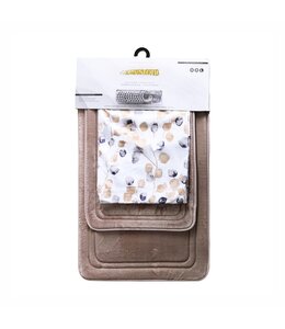 15PC BATH MAT SET 17X24” / 20X23” TAUPE