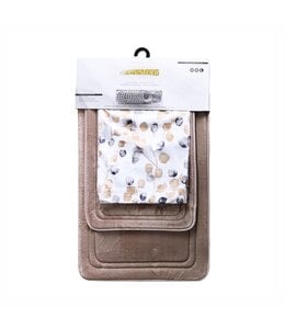4PC BATH MAT SET 17X24” / 20X23” TAUPE