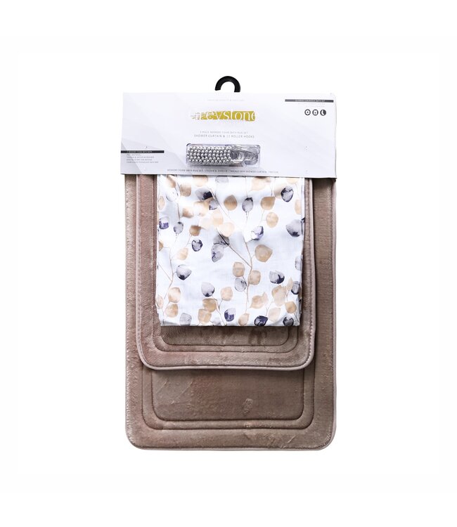 15PC BATH MAT SET 17X24” / 20X23” TAUPE