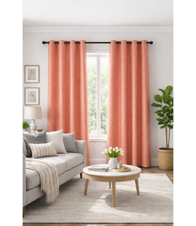 SOFIA LAURENT FAUX SUEDE BLACKOUT GROMMET WINDOW PANELS 54X84"