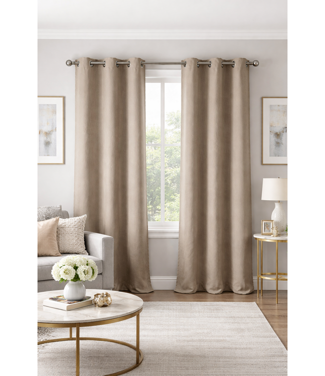 SOFIA LAURENT FAUX SUEDE BLACKOUT GROMMET WINDOW PANELS 54X84"