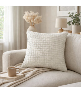 NALA WAFFLE CHENILLE CUSHION WHITE 20X20"