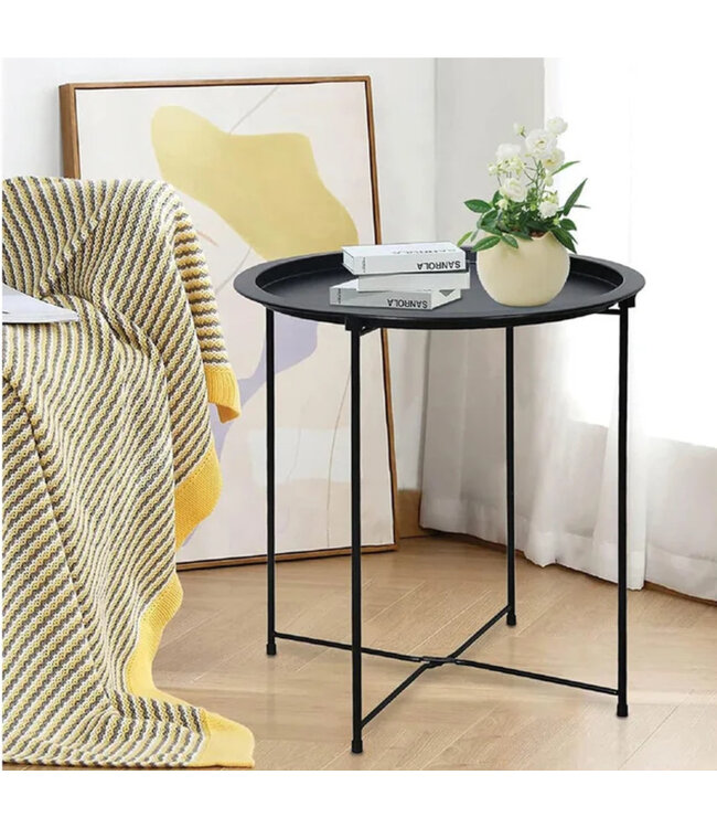 BLACK METAL SIDE TABLE 20"