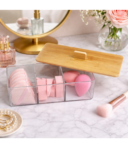 BEAUTY SPONGE ORGANIZER SET w/BAMBOO LID